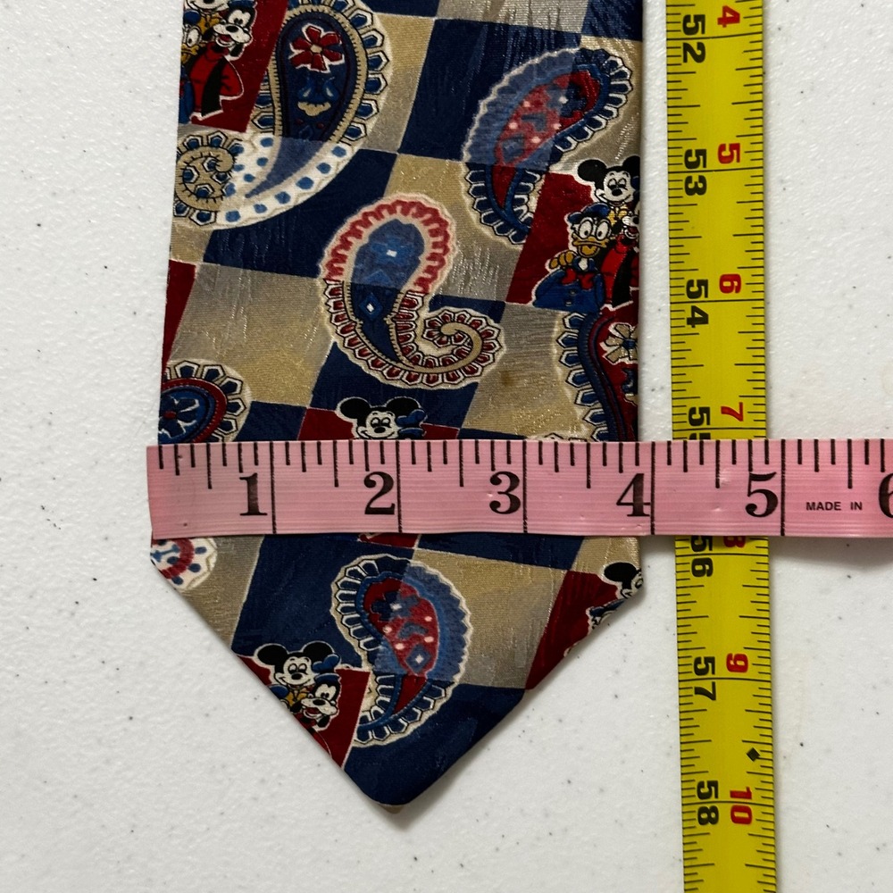Disney Mickey Unlimited Neck Tie Classic Paisley Checker Mickey Mouse Design VTG